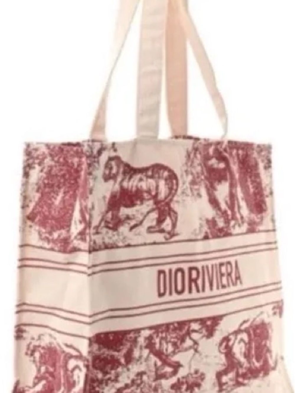 Dior Red and Cream Canvas Tote Bag - Picture 3 of 3